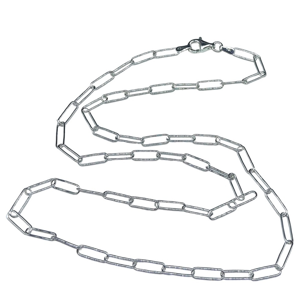 18” Sterling Silver Paperclip Chain Link Necklace Solid 925 Italy Paper Clip - Picture 8 of 9